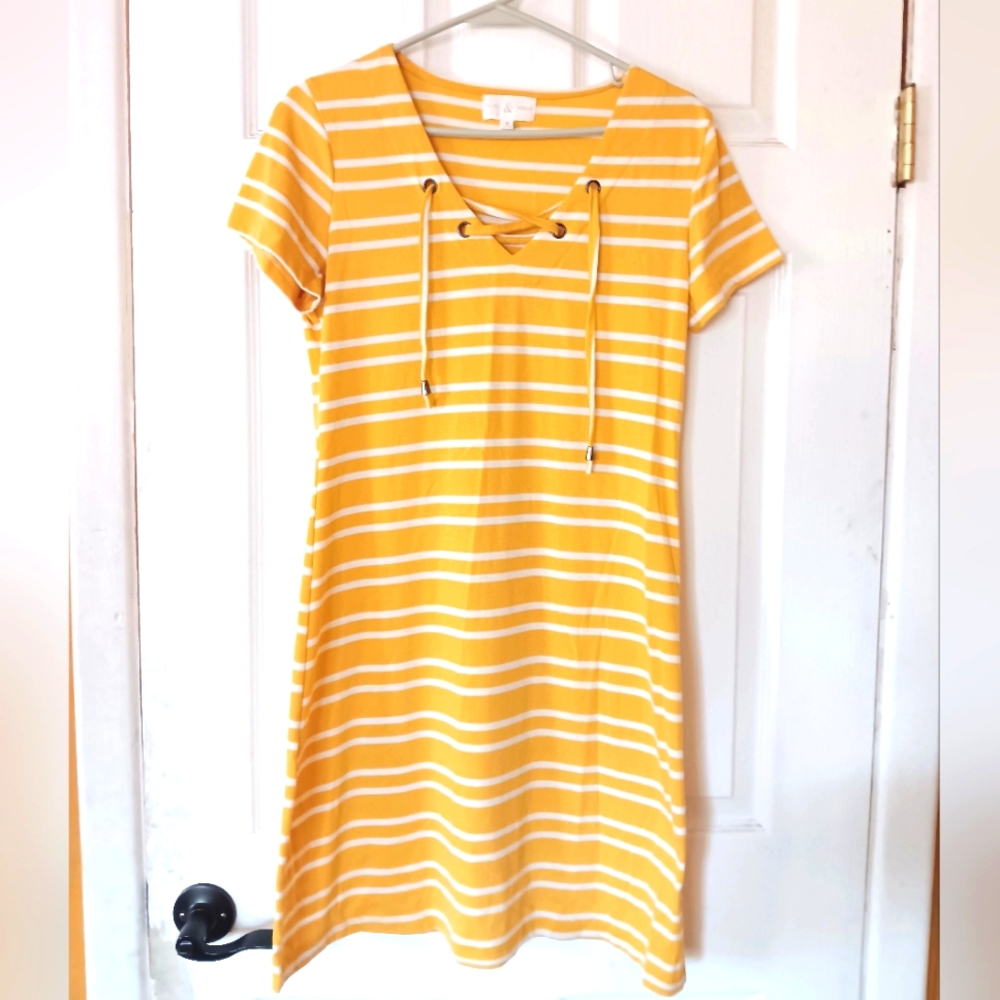 Adorable Nautical Crisscross Midi T Shirt Dress